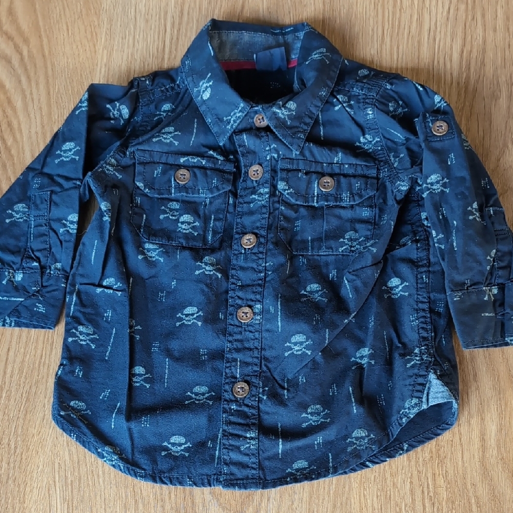 GAP Dark Blue Kids Button Down Shirt with Pattern